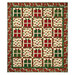 The completed A Gift for You Quilt, colored in red, green, and white, and gold metallic fabrics from the Poinsettias at Christmas collection by Jennifer Bosworth for Riley Blake Designs, isolated on a white background. 
