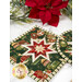 A close up on the square hot pad, showing details on the fabric prints and colors.