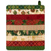 The completed Dry Ideas drying mat, colored in red, green, cream, and gold metallic fabrics from the Poinsettias at Christmas collection by Jennifer Bosworth for Riley Blake Designs, isolated on a white background. 