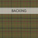 Green plaid fabric swatch with a transparent banner at the top that reads "Backing."