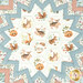 A top down shot of the center of the topper, showing details on the center hexagonal print, featuring adorable woodland creatures.