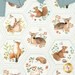 A super close up on the center hexagonal print, featuring adorable woodland creatures.