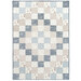 The completed Trip Around The World Crib Quilt colored in blue, taupe, and white fabrics from the Soaring Dreams collection by FIGO Fabrics, isolated on a white background.