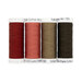 Four spools of red, pink, dark taupe, and dark green, isolated on a white background.  