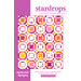 Front of the pattern featuring a quilt with rows of patchwork stars, set across a white background with the title and designer.