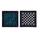 The two complete coasters with sashiko stitching, isolated on a white background.