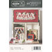 Vintage Christmas pattern featuring “NOEL” sign and holiday gift boxes.