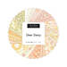 A spiral fabric collage of pastel daisy fabrics from the Dear Daisy collection by Moda. 