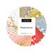 A collage of fabrics featured in the Meadowbrook Mini Charm Pack by Moda.