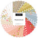 A collage of fabrics featured in the Meadowbrook Charm Pack by Moda.