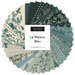 Digital collage of the Charm Pack Bundle from the La Maison Bleu fabric collection.