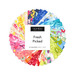 Circular collage of floral watercolor fabrics from the Fresh Picked Fantasy collection.