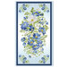 light blue ombre panel featuring a blue and white florals with green leaves and stems surrounded by a navy border.