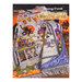 Front of the Halloween Village Afghan cross stitch pattern showing the finished afghan draped over a medley of Halloween motifs next to a carved pumpkin and spider.