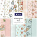 A fabric collage featuring shabby and pretty fabrics from the Nottingham Rose collection by White Owl Textiles. 