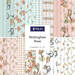 A fabric collage featuring shabby and pretty fabrics from the Nottingham Rose collection by White Owl Textiles. 