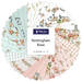 A spiral fabric collage featuring shabby and pretty fabrics from the Nottingham Rose collection by White Owl Textiles. 
