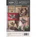 Bird-themed pillow pattern with a wreath and pinecones on rustic wooden crates.