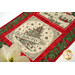 A close up on the runner, showing details on one of the album blocks as well as the border and binding fabrics.