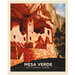 Fabric panel with a park poster design for Mesa Verde National Park depicting a scene of the cliff palace.