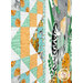 An angled close up of the quilt, showing details on the patchwork as well as the fabric colors and prints.