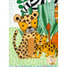 A super close up on the panel, showing details on the cheetahs as well as top quilting effects.