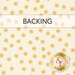 Cream swatch of fabric with tossed golden yellow daisies. A transparent banner at the top reads "Backing."