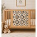 Mockup of the quilt, staged on a crib.