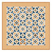 Mockup of the quilt, colored in yellow, cream, and blue fabrics from the Denim and Daisy collection.