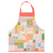 The completed Simply Charming Apron colored in bright 30s style fabrics from the Cotton Nook collection by Riley Blake Designs, laid flat and isolated on a white background. 