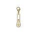 Gold enamel charm featuring a gold, decorative enamel rotary cutter with a lobster claw clasp isolated on a white background.