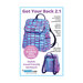 Pattern cover showing a blue and purple quilted backpack with a front flap pocket, top handle, adjustable straps, and zippered closures.
