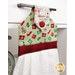 A shot of the top section of the towel taken from a slight angle, showing details on the bell fabric as well as the fabric button.