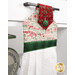 A shot of the top section of the towel taken from a slight angle, showing details on the bell fabric as well as the fabric button.