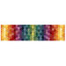 Ombre rainbow colored fabric with a hexagon cheater pattern combining floral, paisley, and geometric designs.