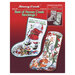 Front cover of the pattern booklet showing the finished stockings displayed on a red background.