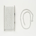 Coiled white cord on a spool next to a loose loop of cord.