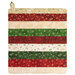 The completed Dry Ideas drying mat, colored in red, green, and cream fabrics from the Christmastime collection by Maywood Studio, isolated on a white background. 