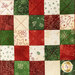 A close up on the patchwork of the hot pad, showing fabric print and color details as well as top quilting effects.