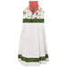 The completed Hanging Towel colored in red, green, and white fabrics from the Barnyard Christmas collection by Northcott Fabrics, isolated on a white background. 