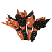 A top-down shot of the four napkins colored in the Purrs and Boos collection from Moda Fabrics, featuring cute Halloween themed prints, isolated on a white background. 