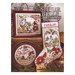 Front cover of the cross stitch pattern with the finished projects staged on a decorated background.