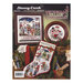 Back cover of the cross stitch pattern with the finished projects staged on a decorated background.