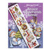 Front cover of the cross stitch pattern with the finished banner staged on a purple background.