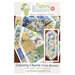 front of the Country Charm Table Runner pattern featuring a blue, yellow, green and white patchwork table runner.