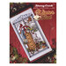 Front cover of the cross stitch pattern with the finished project staged on a red barnwood background.