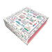 Keepsake box of the quilt kit, featuring London landmarks, iconography, and symbols.