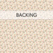 Cream swatch of fabric with tossed interlocking circles in black and orange; a transparent banner at the top reads "Backing." 
