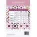 Quilt pattern cover titled “Bloom Burst” with fabric requirements chart and pink geometric quilt design.