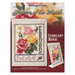Front cover of the cross stitch pattern with the finished project shown in an enlarged version and a version on a magnet board.
